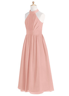 Azazie Iman Junior A-Linie Plissee Chiffon Kleid Rosettenrosa image8