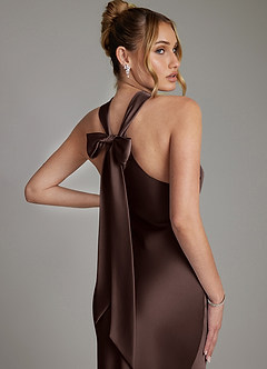 Azazie Reign Bridesmaid Dresses Ganache Mermaid Pleated Stretch Satin Dress image9