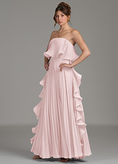 Azazie Alexia Bridesmaid Dresses Blushing Pink A-Line Ruched Chiffon Dress image3
