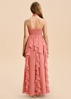 Azazie Daisy Junior Salmon Pink A-Line Chiffon Dress image2