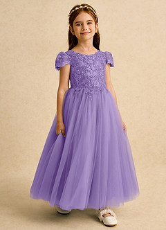 Azazie Puff vestidos de niña de las flores Vestido de Tahití de Tul de Princesa con Encaje image6