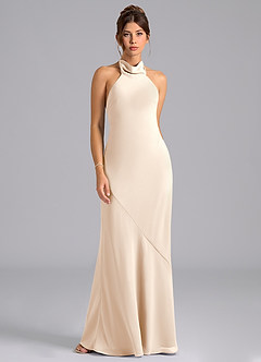 Azazie Velli Vestidos de madrinha de casamento Vestido Alabastro Branco de Chiffon de sereia com Arco image6
