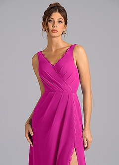 Azazie Bernice Bridesmaid Dresses Fuchsia A-Line Pleated Chiffon Dress image7