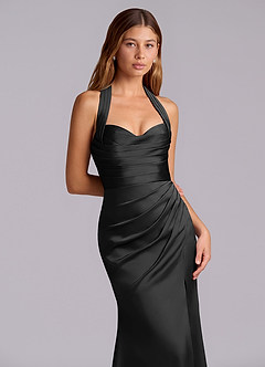 Azazie Destiny Jurken voor bruidsmeisjes Jurk van Stretch Satijn met Zeemeermin Sweetheart Halslijn Zwart image5