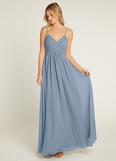 Azazie Shannon Final Sale Agave A-Line Pleated Chiffon Dress image4