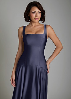 Azazie Reina Bridesmaid Dresses Stormy A-Line Pleated Stretch Satin Dress image3