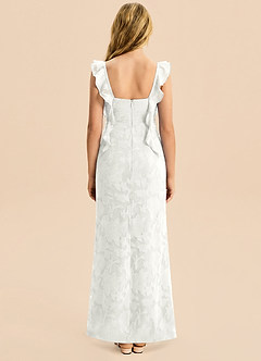 Azazie Jessamine Junior Meerjungfrau-Linie Herzausschnitt Blumen-Burnout Kleid Weiß image2