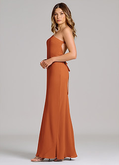 Azazie Monroe Suknie dla druhen Osłona Jedno ramię Szyfon Do ziemi Sukienka image5