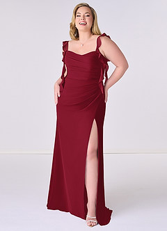 Barbie ♥ Azazie Bridesmaid Dresses Burgundy Mermaid Corset Chiffon Dress image7