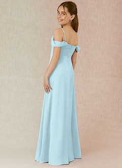 Azazie Kaitlynn Junior Cloud Blue A-Line Off the Shoulder Chiffon Dress image5