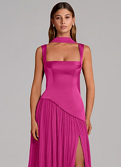 Azazie Stephanie Brudtärnklänningar Klä av A-Linje i Stretch Satin Plisserad Fuchsia image6