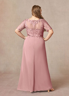 Azazie Amedeus Mother of the Bride Dresses Dusty Rose A-Line V-Neck Lace Chiffon Dress image7