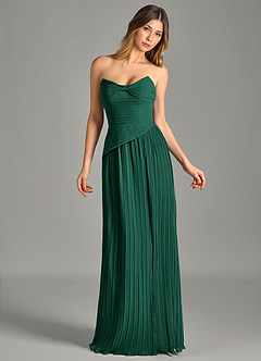 Azazie Becka Bridesmaid Dresses Emerald A-Line Strapless Chiffon Dress image4