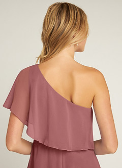 Azazie Lizzy Jurken voor bruidsmeisjes Jurk van Chiffon met A-Lijn One-Shoulder Amethist image3