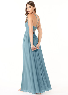 Azazie Aaida Abiti da Damigella Abito A-Line in Chiffon Corsetto Blu Lunatico image5
