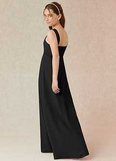 Azazie Denice Junior A-Linie Chiffon Kleid Schwarz image2