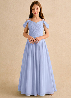 Azazie Chelo Girls Formal Flower Girl Dresses Ice A-Line Pleated Chiffon Dress image4