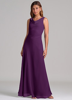 Azazie Nerine Brudtärnklänningar Klä av A-Linje i Chiffong Plisserad Druva image3