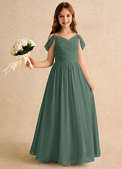 Azazie Chelo Girls Formal Flower Girl Klänningar Klä A-Linje i Chiffong Plisserad image1