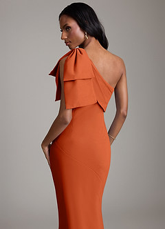 Azazie Yuanna Bridesmaid Dresses Burnt Orange Mermaid One Shoulder Chiffon Dress image7
