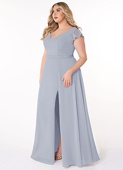 Azazie Claudine Bridesmaid Dresses A-Line Flutter Sleeve Chiffon Floor-Length Dress image10