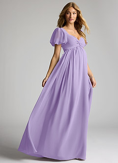 Azazie Madisynn Maternity Bridesmaid Dresses Bow Chiffon Floor-Length Dress image4