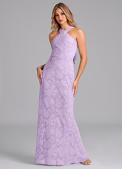 Azazie Doretta Bridesmaid Dresses Lilac Mermaid Pleated Floral Burnout Dress image5