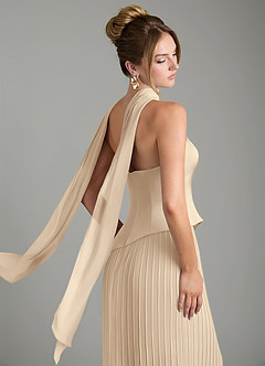 Azazie Tierney Bridesmaid Dresses Champagne A-Line Strapless Chiffon Convertible Dress image11