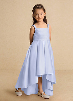 Azazie Kat Flower Girl Dresses Lavender A-Line Pleated Matte Satin Dress image4