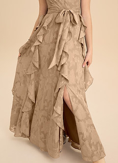 Azazie Peyton Junior Linie A Plisat Floral Burnout Lungime până la podea Domnișoară de onoare junioră Rochie image8