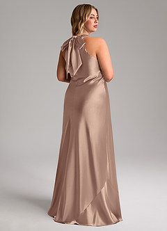 Azazie Doretta Bridesmaid Dresses Taupe Mermaid Bow Metallic Satin Dress image9