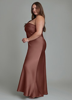 Azazie Saylor Vestidos de damas de honor Vestido Expresado de Satén Elástico de Corte Sirena con Palabra de honor image14