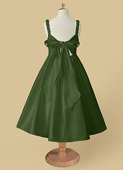 Azazie Cutie Pie Robe Demoiselle D'honneur Fillette Robe Trapèze en Mat Satiné Plissée Olive image5