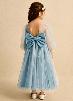 Azazie Trudy Blumenmädchenkleider Ballkleid Herzausschnitt Tüll Kleid Stimmungsvolles Blau image2