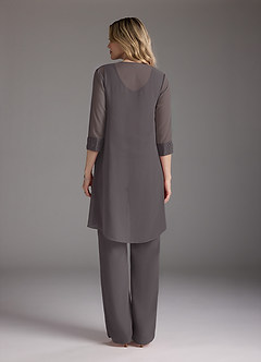 Azazie Maura Mother of the Bride Dresses Steel Grey Jumpsuit/Pantsuit Sequins Chiffon Dress image10