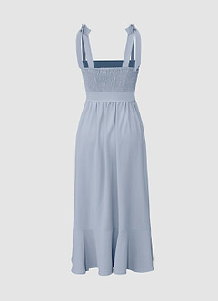 Love Of Romance French Blue Tie-Straps Ruffled Midi Dress image6