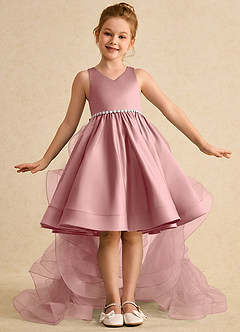 Azazie Julietta Robe Demoiselle D'honneur Fillette Robe Princesse en Tulle Convertible Rose Poussiéreuse image2