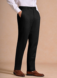 front Wesley Black Linen Blend Dress Pants