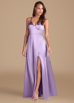 Azazie Maksim Brautjungfernkleider A-Linie Metallischer Satin Kleid Flieder image4