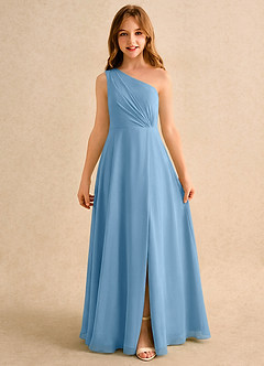 Azazie Puddles Girls Formal Flower Girl Klänningar Klä A-Line i Chiffong Ena axeln image6