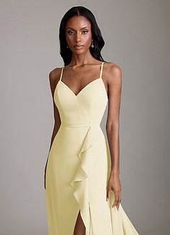 Azazie Naeem Bridesmaid Dresses Lemon Sorbet A-Line V-Neck Ruffle Chiffon Dress image6
