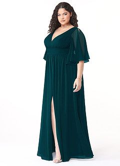 Azazie Temeka Bridesmaid Dresses Pine A-Line Ruched Chiffon Dress image9