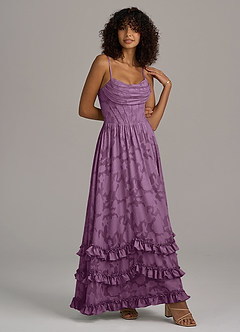 Azazie Lettie Bridesmaid Dresses Wisteria A-Line Corset Floral Burnout Dress image3