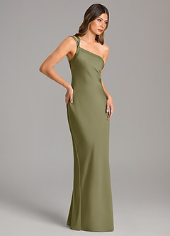 Azazie Monroe Jurken voor bruidsmeisjes Jurk van Stretch Satijn met Zeemeermin One-Shoulder Pistache image5