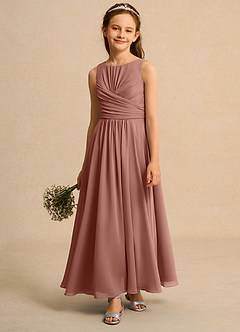 Azazie Ducky Girl Flower Girl Dresses Cedar Rose A-Line Pleated Chiffon Dress image4