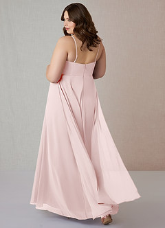 Azazie Emerald Bridesmaid Dresses Blushing Pink A-Line Ruffled Chiffon Dress image9