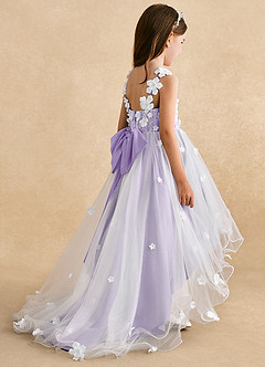 Azazie Celia Flower Girl Dresses Lilac A-Line Lace Tulle Dress image5
