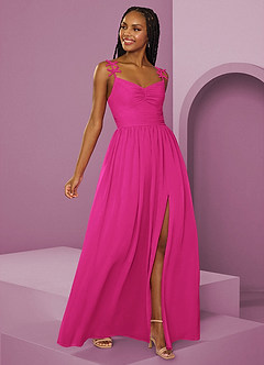 Barbie ♥ Azazie At-home Try On Dresses Black A-Line Pleated Chiffon Dress image7