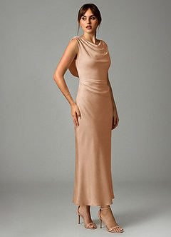 Azazie Kieryn Bridesmaid Dresses English Rose Mermaid Pleated Stretch Satin Dress image4