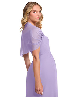 Azazie Zia Bridesmaid Dresses Lilac Sheath Side Slit Chiffon Convertible Dress image6